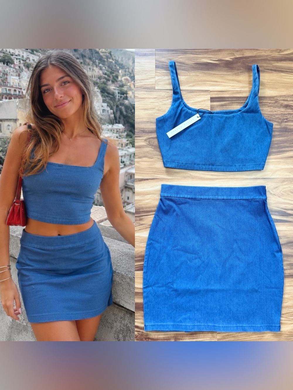 Susana Monaco Denim Two-PieceTop & Skirt Set